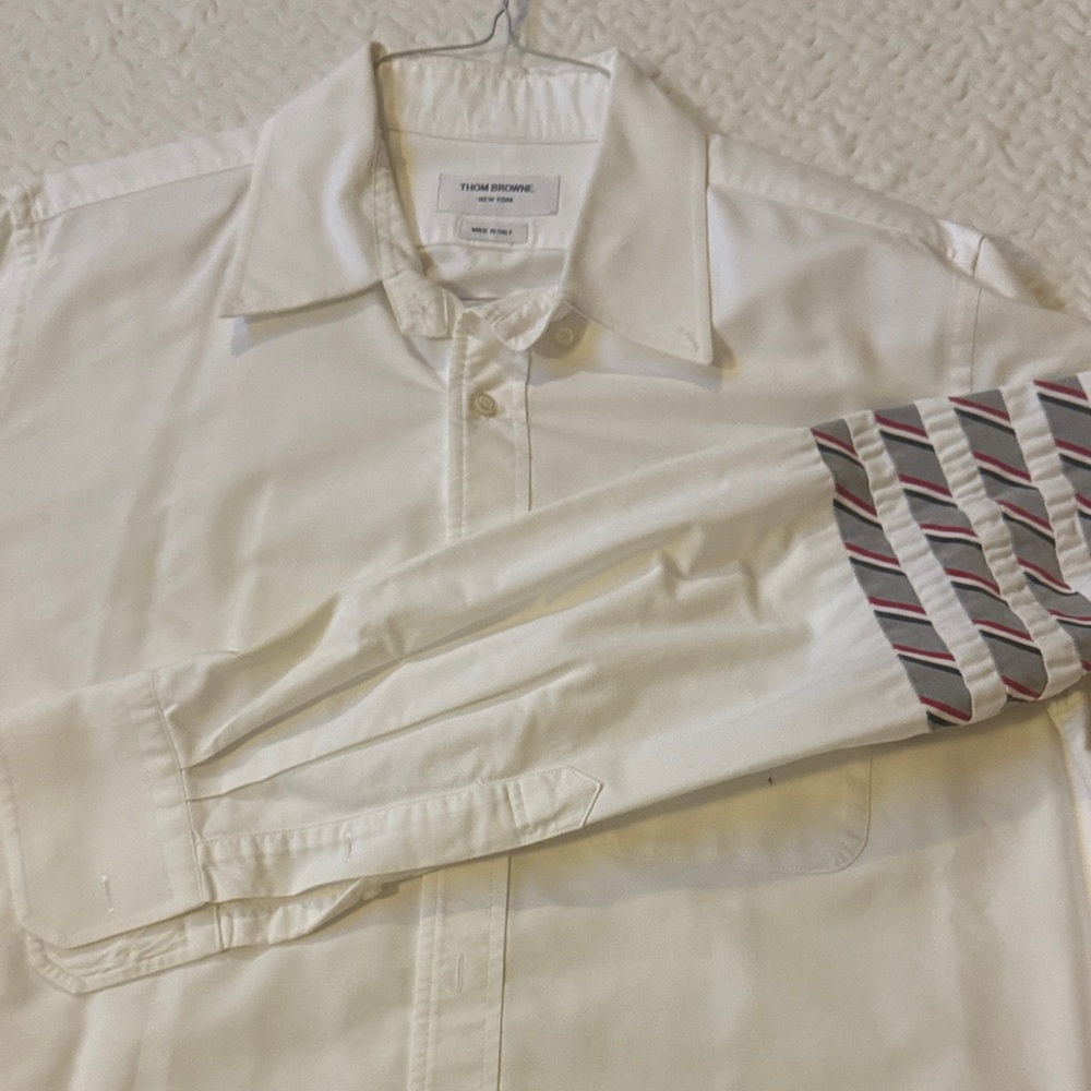 Thom Browne White Shirt with Striped Sleeve
